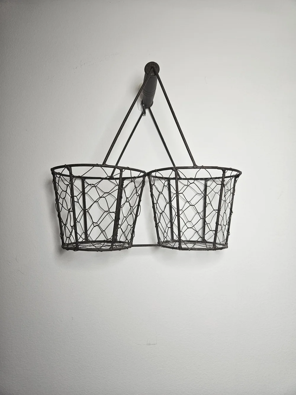 Rustic Metal Double Basket For Gathering Or Use It As A Planter Basket